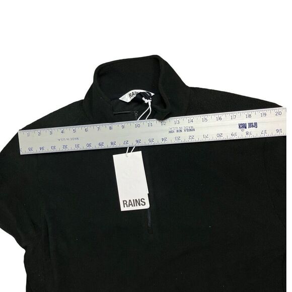 RAINS Sweater WMNS L Black Fleece Pullover Half Zip Layer Logo Lightweight - Picture 6 of 8